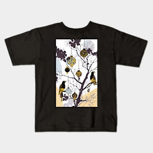 Digital Art by Ginette Things In Trees Series birds and ornaments Kids T-Shirt